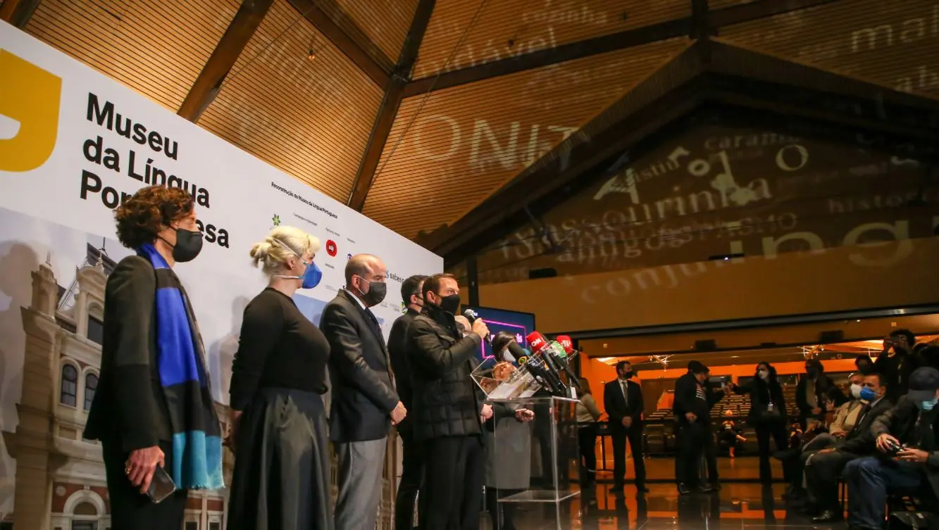 Coletiva de imprensa em instalações do Novo Museu da Língua Portuguesa