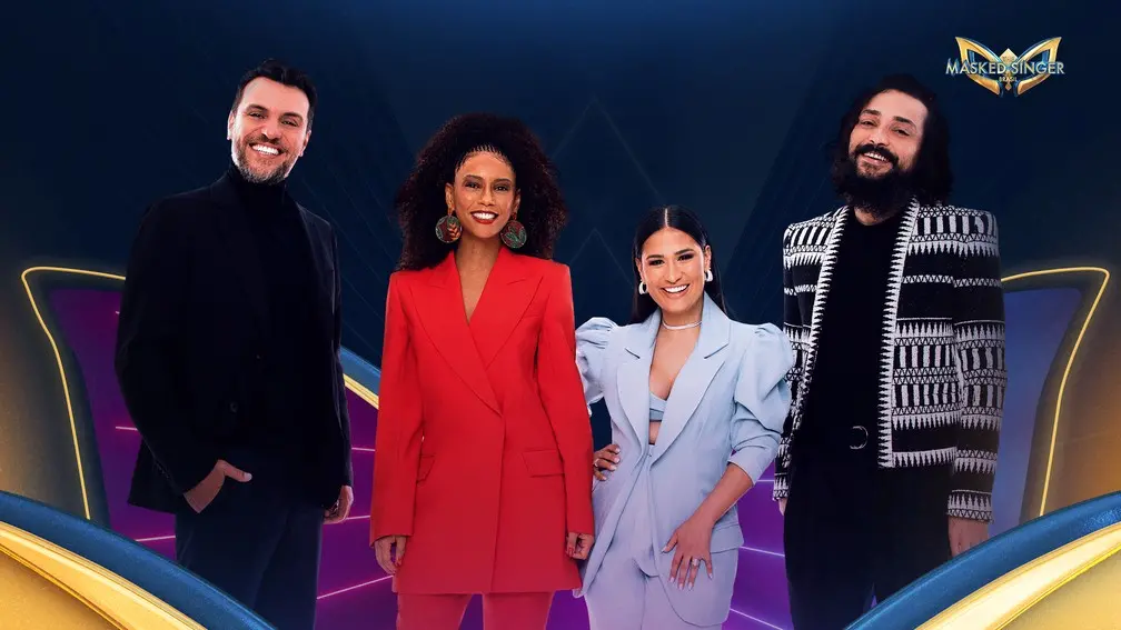 Rodrigo Lombari, Taís Araújo, Simone e Eduardo Steirblitch em imagem de divulgação de The Masked Singer Brasil