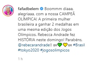 Fafá de Belém sobre Rebeca Andrade