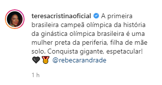 Teresa Cristina sobre Rebeca Andrade