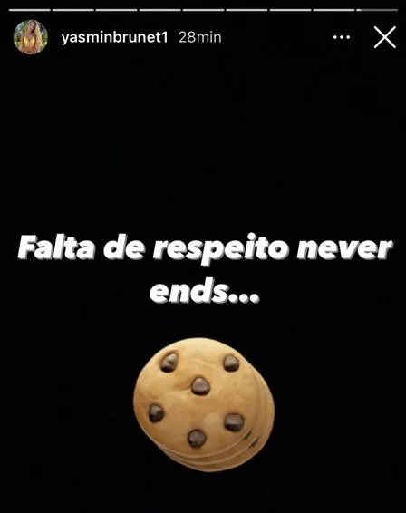Yasmin Brunet usou o Instagram para citar a situação