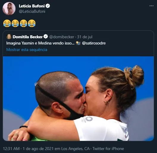Letícia usou o Twitter para rir da situação