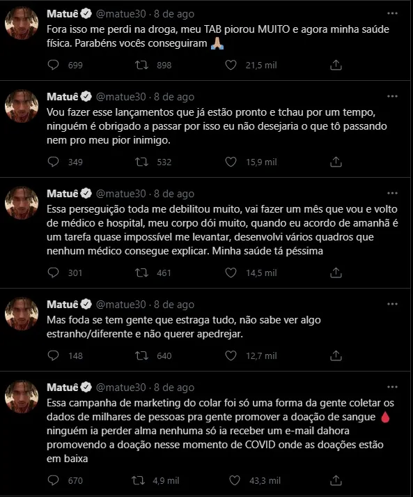 Cantor fez uma série de pronunciamentos no Twitter