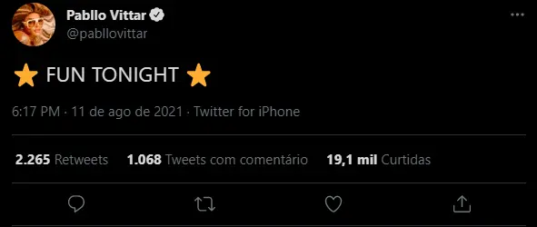 print de tuíte de pabllo vittar