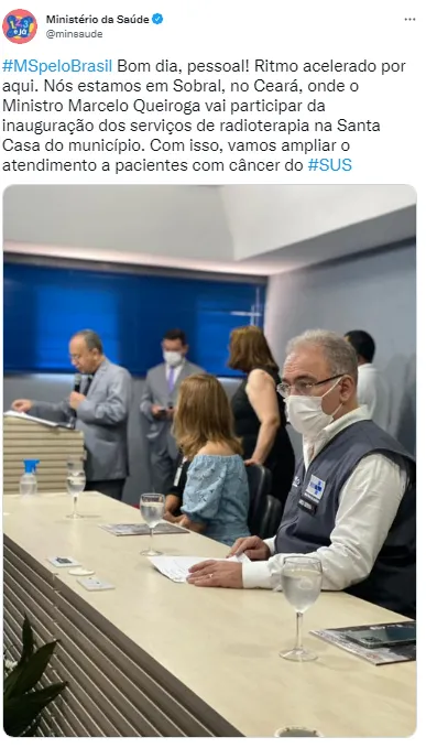 Post do Ministério da Saúde no Twitter