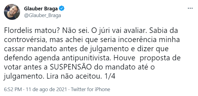 Glauber Braga tweet