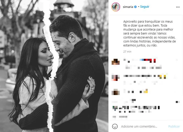 Simaria e Vicente estavam juntos há 14 anos