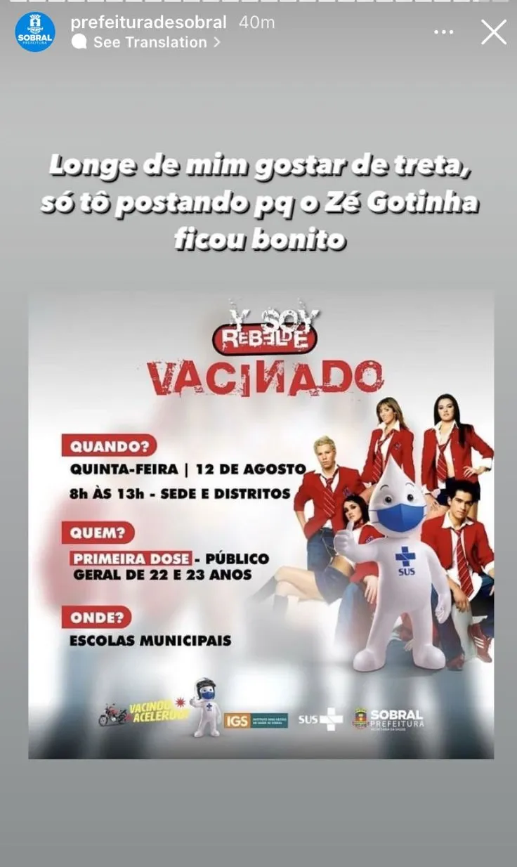 O perfil da Prefeitura de Sobral reagiu à polêmica e 