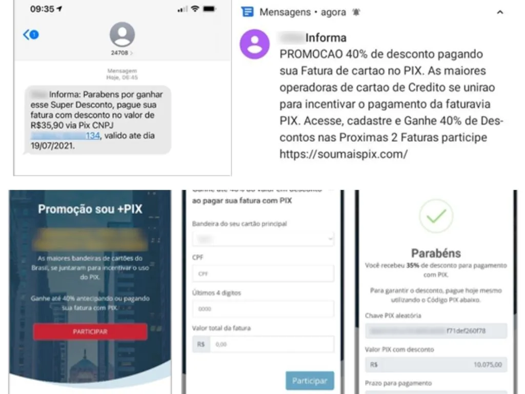 Criminosos oferecem descontos em faturas, os quais podem ser obtidos em sites fraudulentos