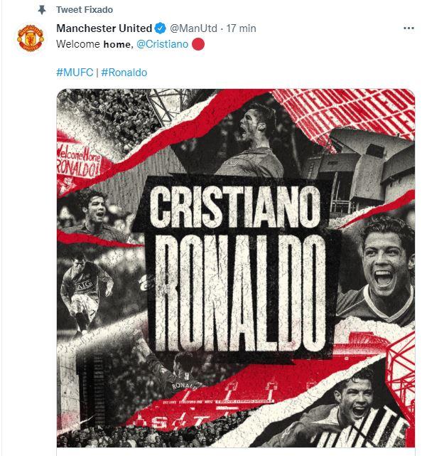 Comunicado do Manchester United anunciando Cristiano Ronaldo