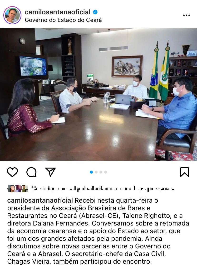Governador e Abrasel se reuniram na última quarta-feira (25), no Palácio da Abolição