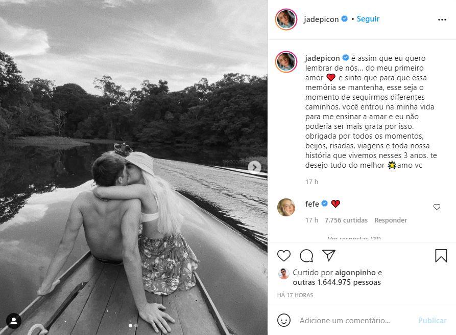 Comunicado de Jade Picon sobre fim de namoro com João Guilherme