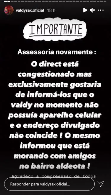 Perfil do artista apontou que artista mora no bairro Aldeota com amigos