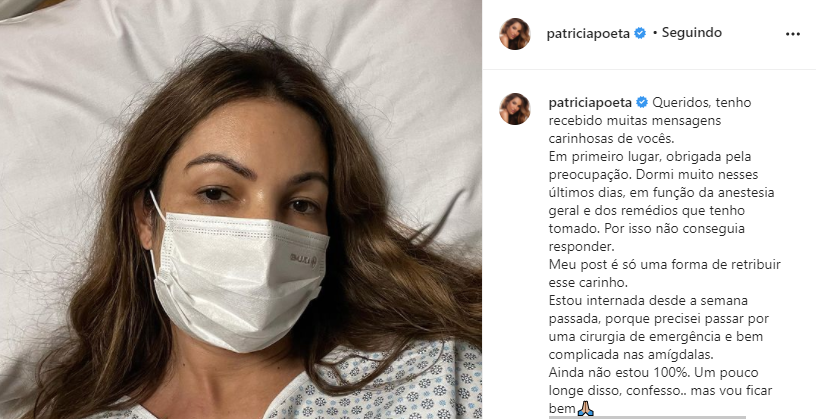 Patrícia Poeta no hospital