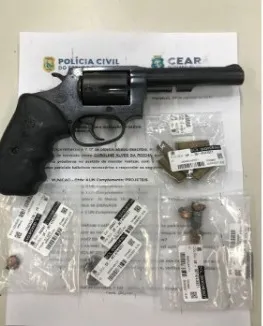 Apenas uma arma de fogo passou por perícia, a outra, utilizada pelos assaltantes, ainda não foi apreendida. Os laudos e o inquérito indicam que o projétil que atingiu a gerente percorreu o cano do revólver recolhido com o segurança da loja