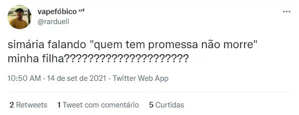 Tweet sobre fala de cantora Simaria durante programa Encontro