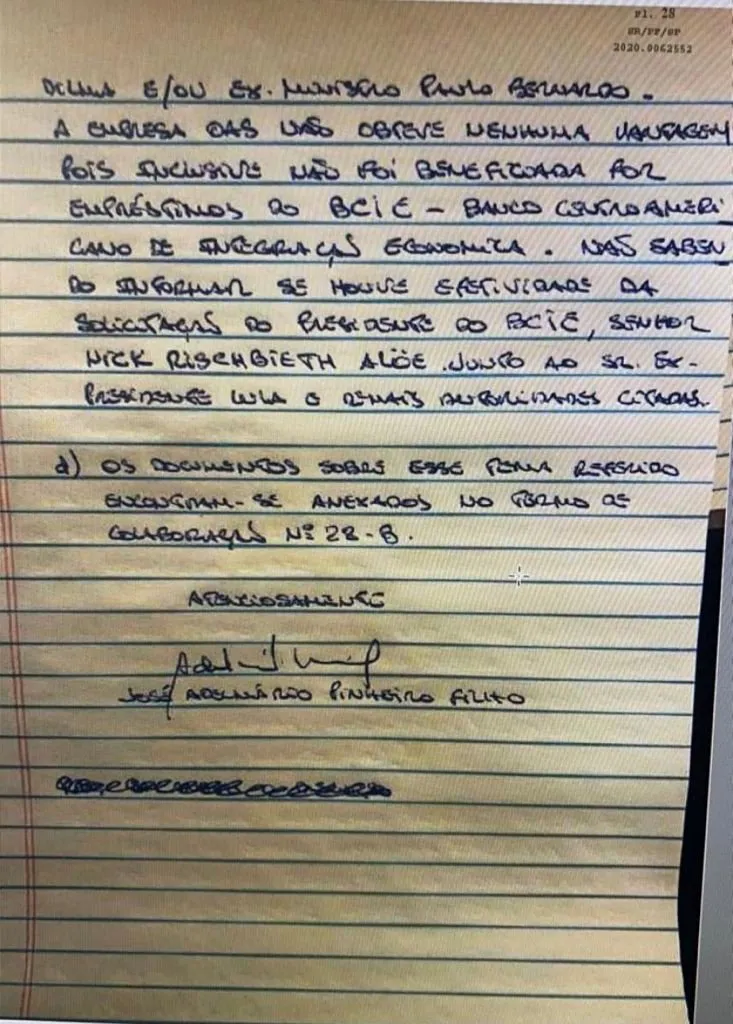 Mensagem foi feita a punho em maio