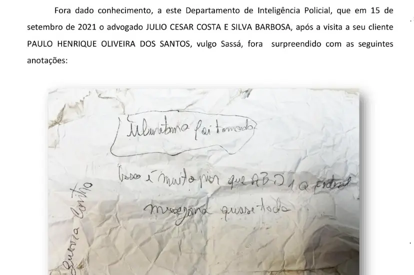 advogado preso bilhete seguranca maxima