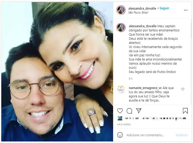 reprodução de post do instagram de alessandra do valle, em homenagem ao filho, lucas