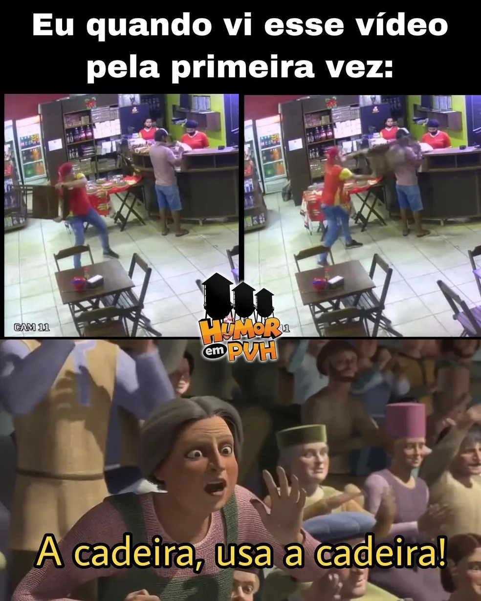 Internautas fazem memes sobre a cadeirada levada pelo assaltante