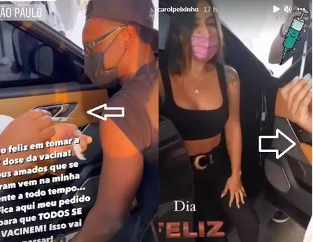 Os dois publicaram foto no mesmo local de vacinação