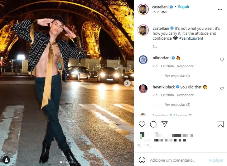 Nas redes sociais, Castellani compartilhou momentos em Paris