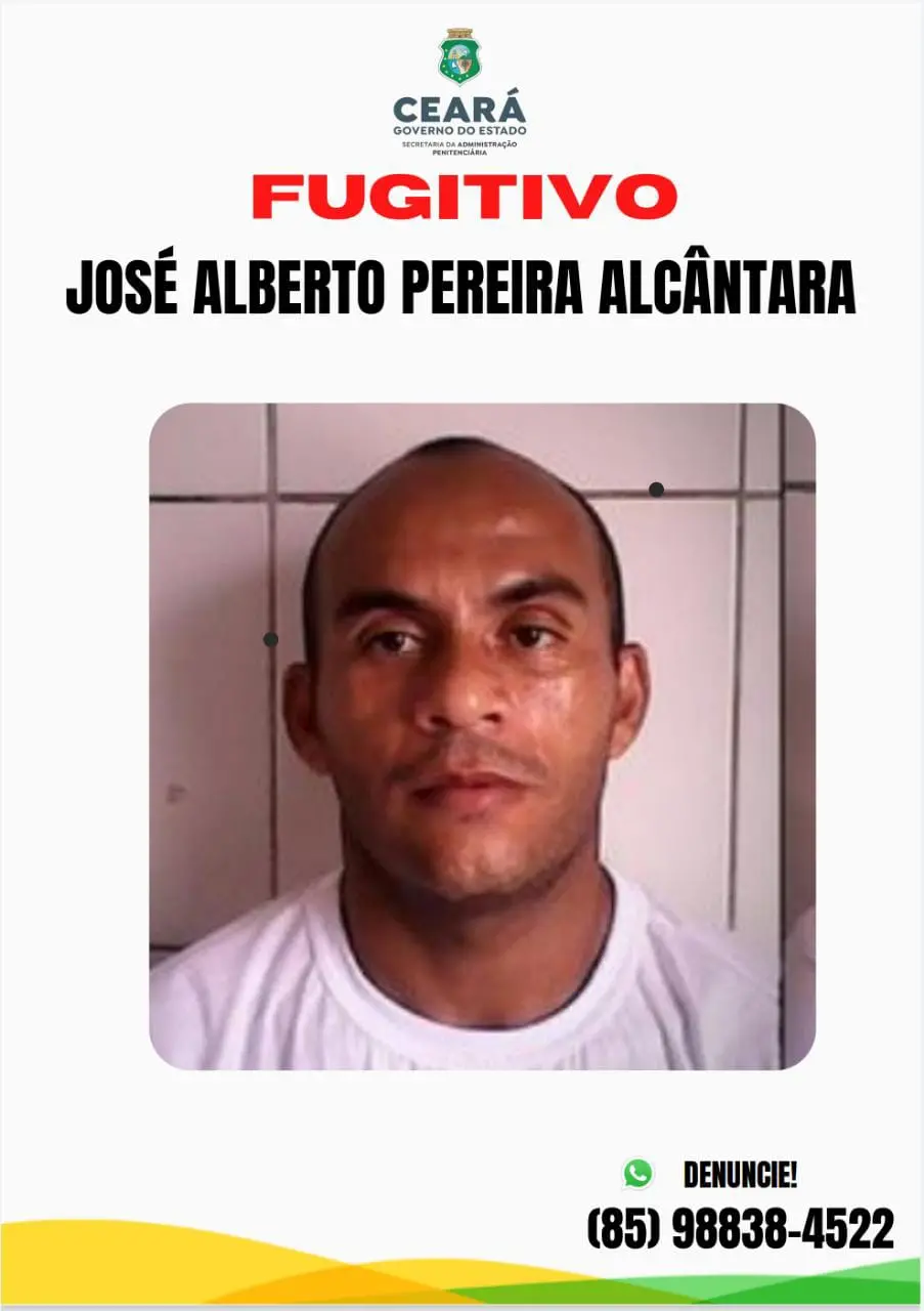 Banner de divulgação de que josé alberto pereira alcantara está foragido