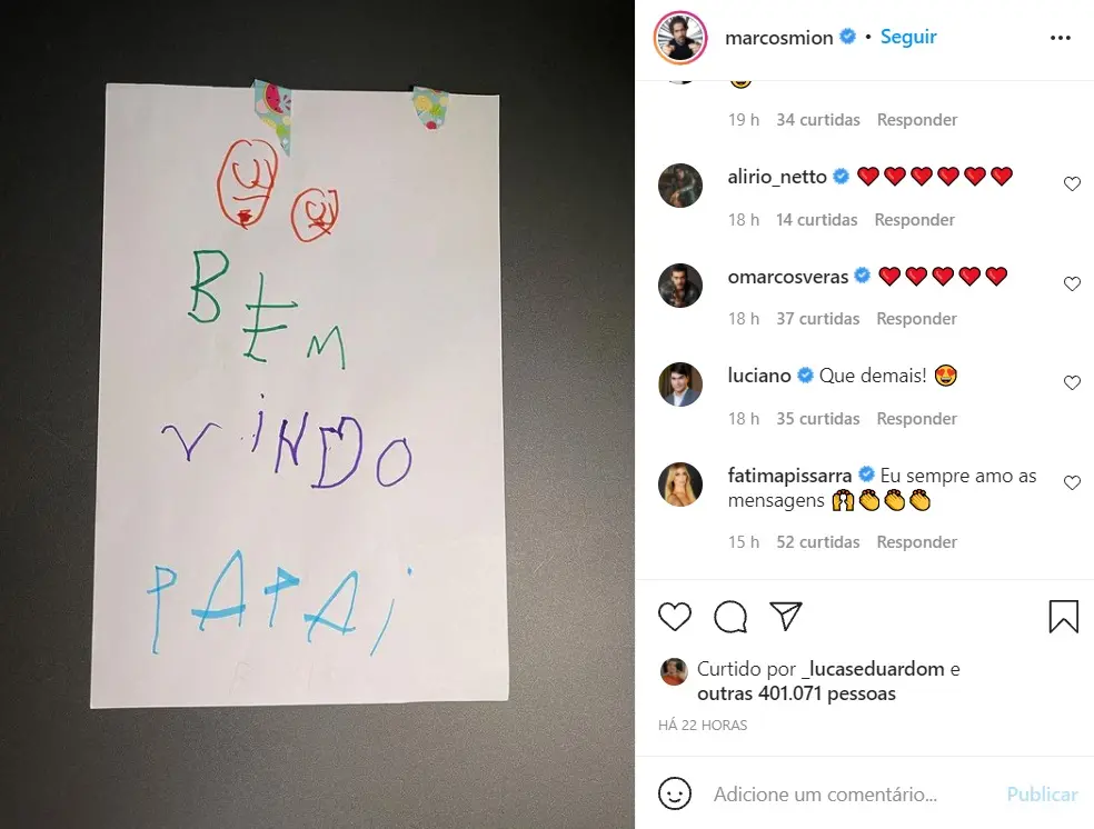 Postagem de apresentador ganhou mais de 400 mil curtidas