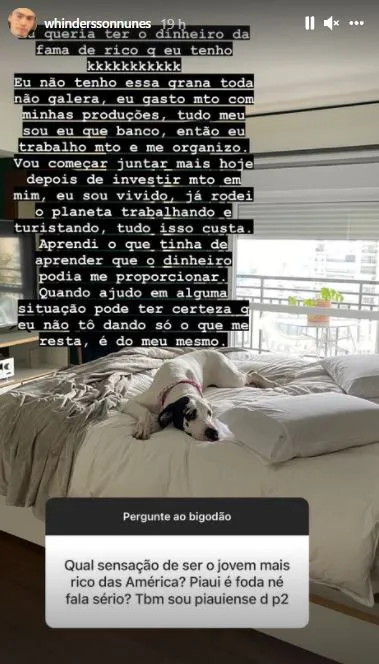 O artista usou os Stories do Instagram para interagir com os fãs