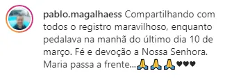 O jornalista publicou vídeo alegando ter visto a imagem da santa acompanhado de texto em que ressalta sua devoção.