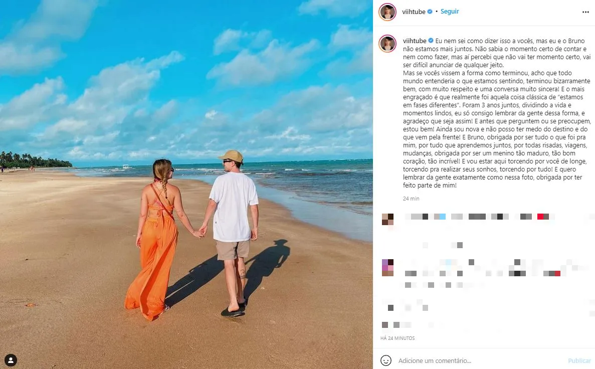Viih Tube fez o anúncio por meio das redes sociais