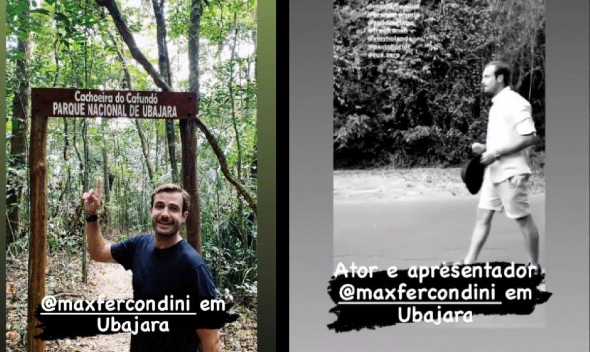Print de stories do Instagram do prefeito de Ubajara Renê Vasconcelos indicando que Max Fercondini esteve na cidade