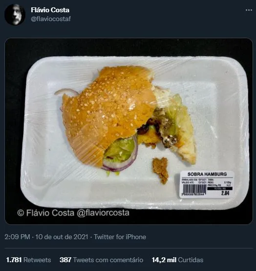 O trabalho de Flávio em 'Mercado da Fome' está sendo divulgado no Twitter