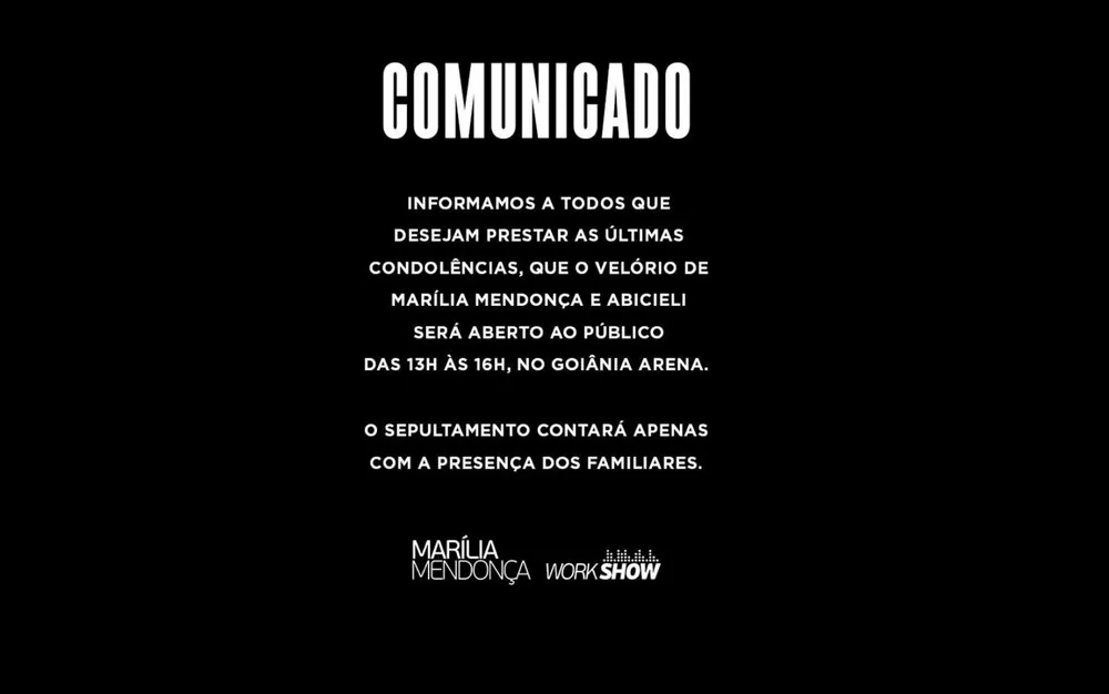 Marília Mendonça e tio serão velados juntos neste sábado (6)