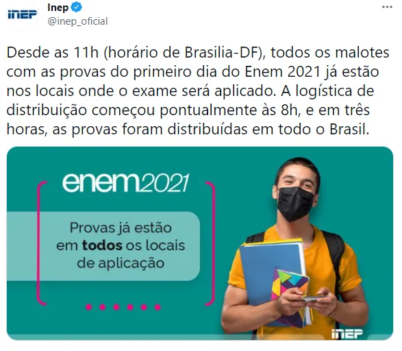 Provas já foram entregues desde o fim da manhã deste domingo (21)