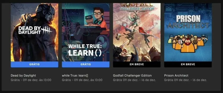 Promoções podem ser aproveitadas no site da Epic Games