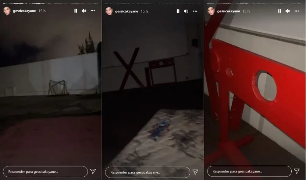 Montagem com três fotos de instalações do Dark Room da Farofa da GKay (2021)