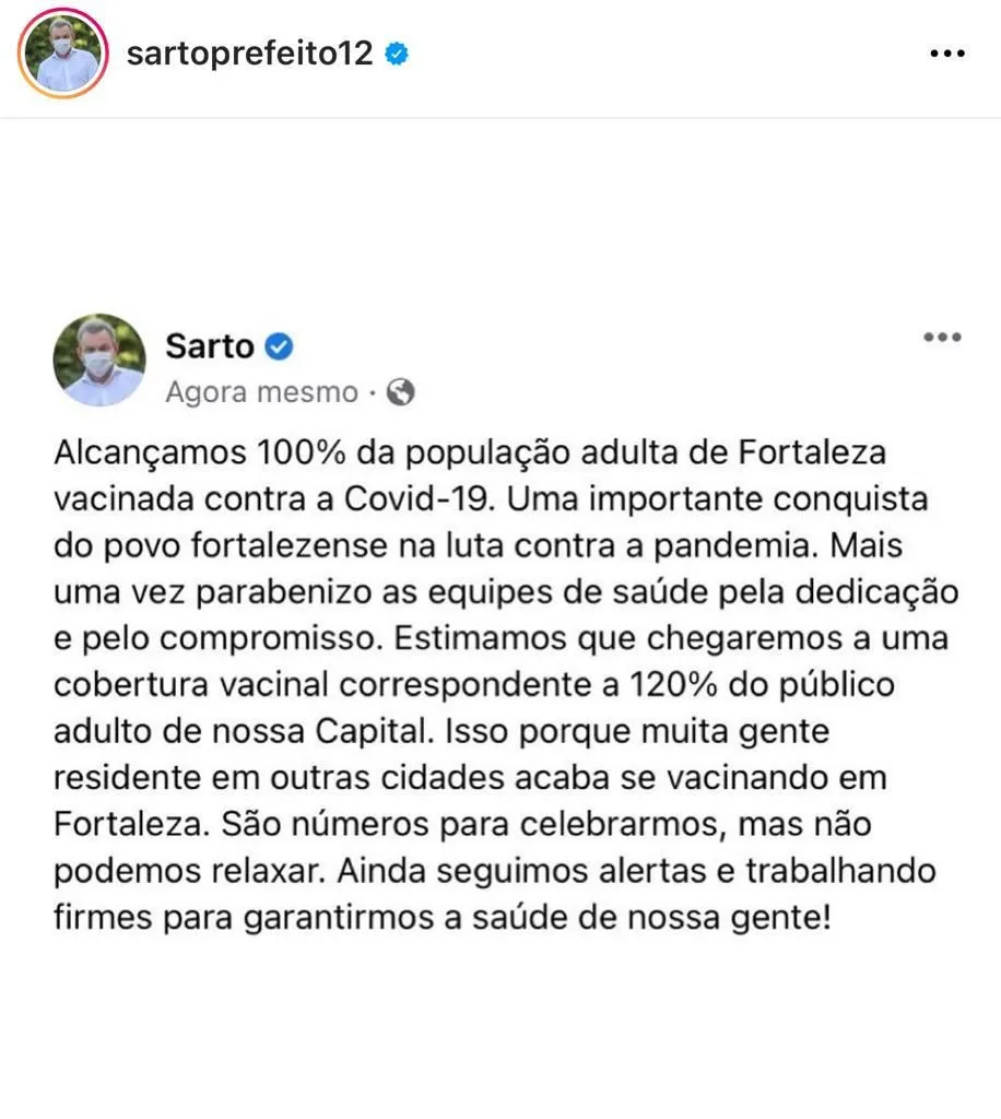 Prefeito parabenizou as equipes de saúde pelo empenho na campanha de vacinação