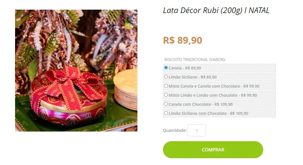 Print de uma caixa do biscoito tradicional