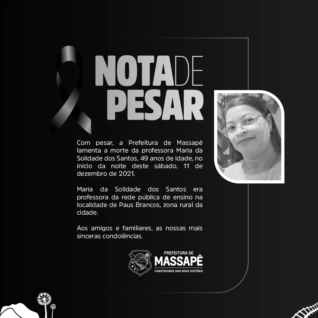 Gestão municipal publicou nota de pesar nas redes sociais