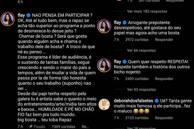 Flay falando no instagram sobre ícaro silva