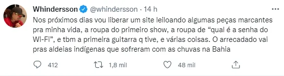 Whindersson deve liberar leilão nos próximos dias