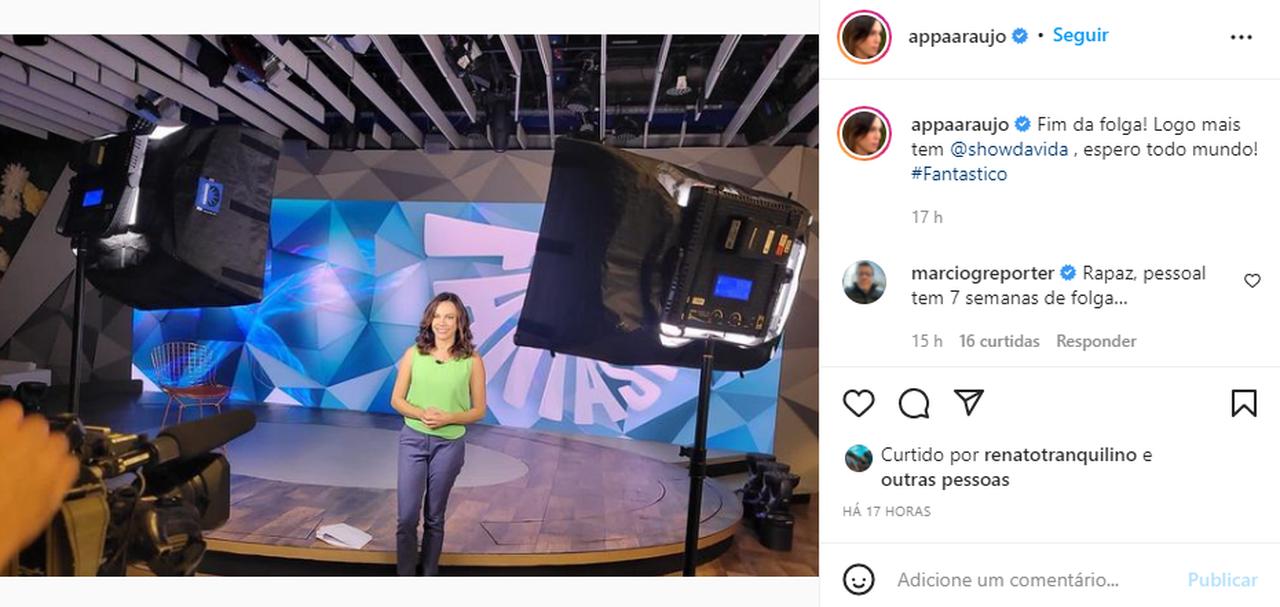 Postagem no Instagram de Ana Paula Araújo