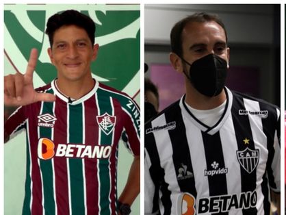 Montagem com fotos de atletas do futebol brasileiro
