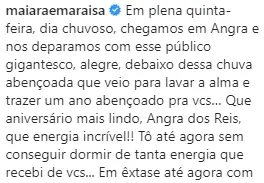 Maiara e Maraisa agradecem carinho do público após show em Angra dos Reis