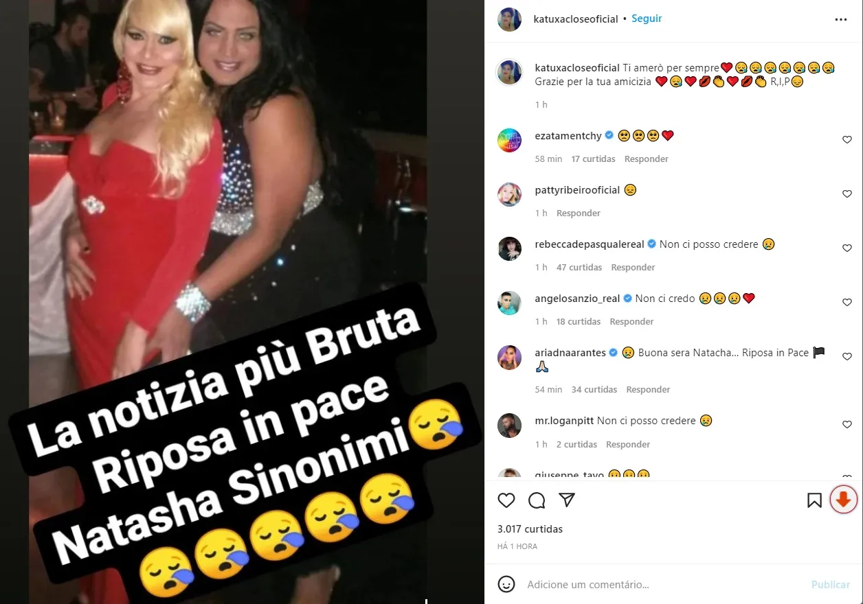 Publicação sobre morte de Natasha