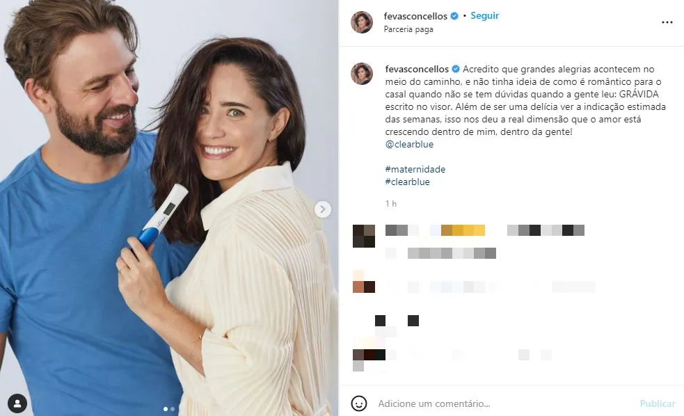 Fernanda Vasconcellos e Cássio Reis anunciaram a novidade nas redes sociais