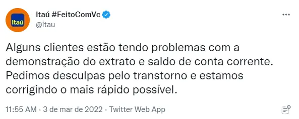 Tweet itaú