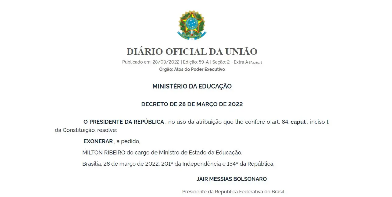 reprodução do diário oficial da união