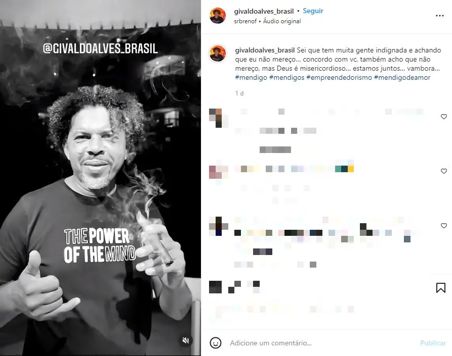 reprodução de publicação de givaldo alves no instagram